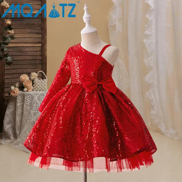 Red dress with sequin embroidery 