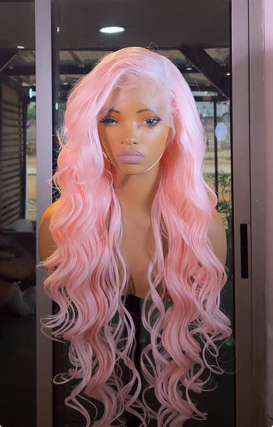 Perruque Rose Ondulée