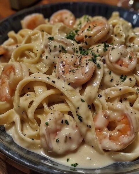 Fettuccine aux Crevettes Crémeux