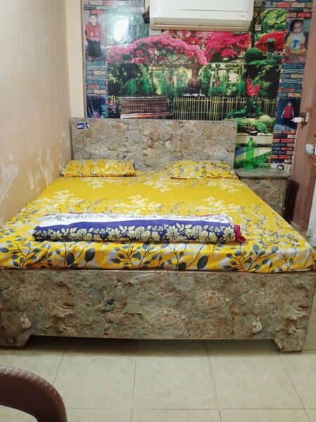 Bed with side table