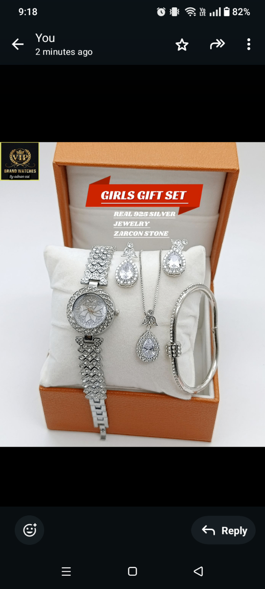 GIRL'S GIFT SET  GIRL'S DIAMOND STONES JEWELRY WATCH