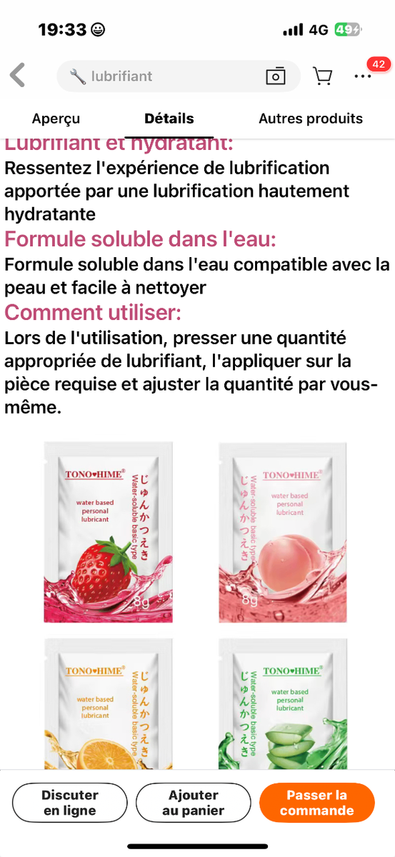 4 LUBRIFIANT A EAU PARFUMÉ