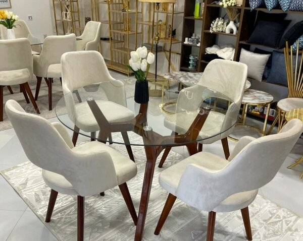 Chaise de salle à manger en velours blanc