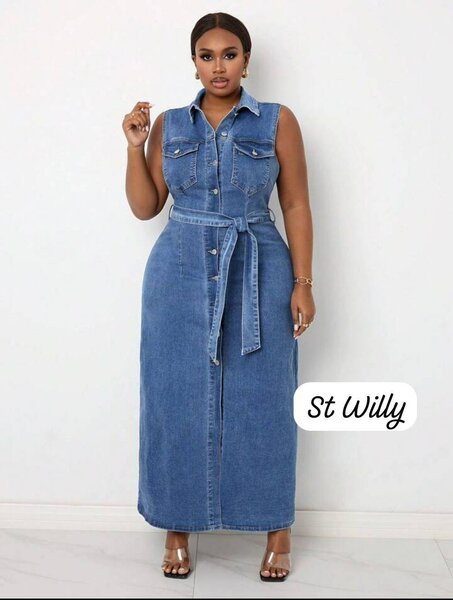 Robe longue en jean sans manches
