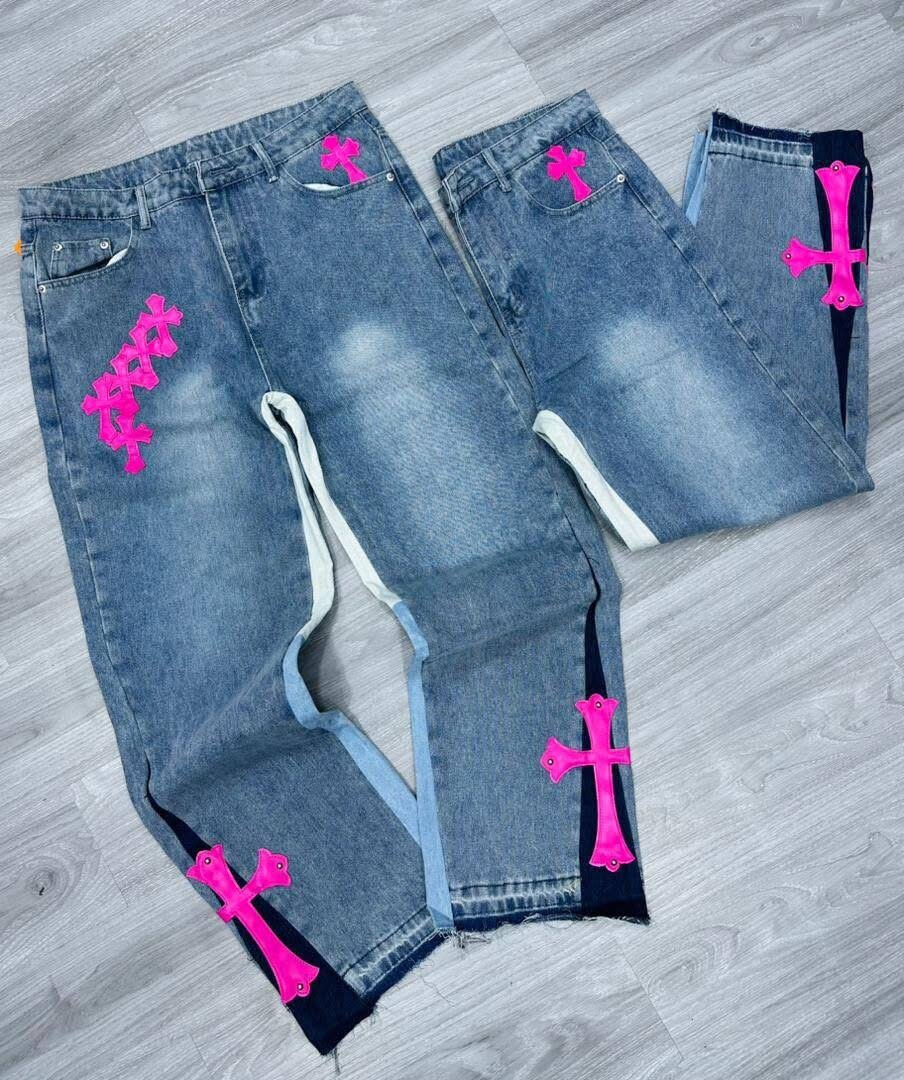 Jeans unisex avec patchs colorés