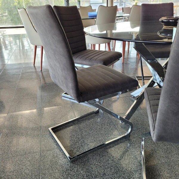 Chaise de salle à manger gris métallique