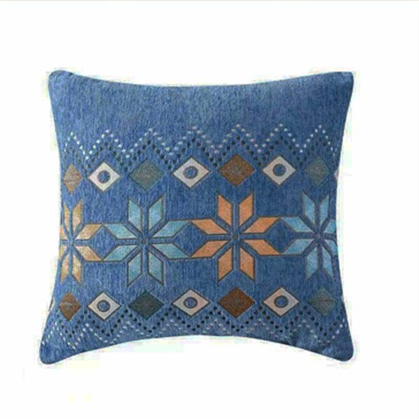 Coussin décoratif bleu motifs
