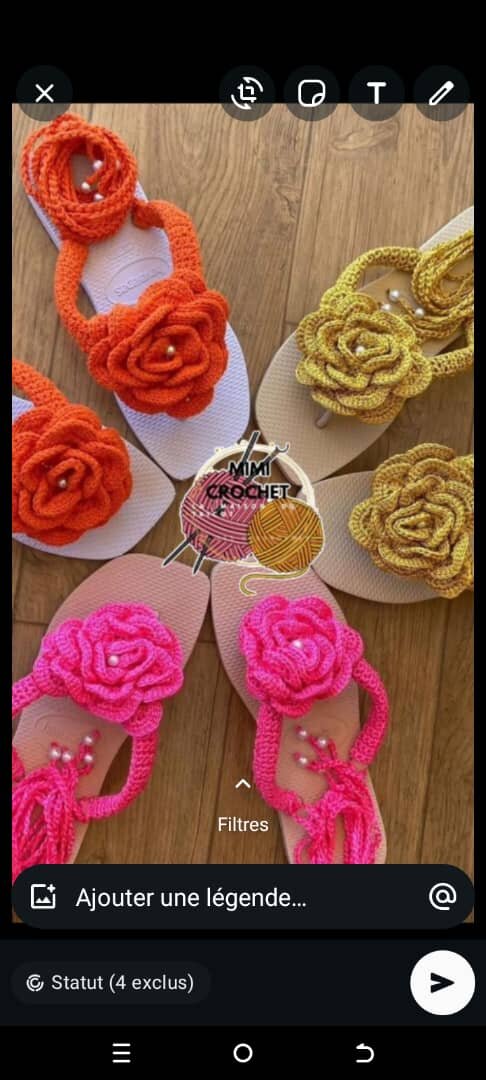 Sandales crochet colorées
