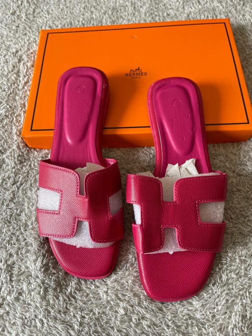 pink Hermes slippers