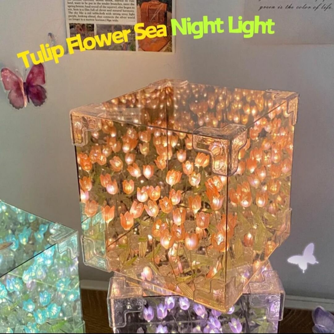 Tulip flowers night light shine light