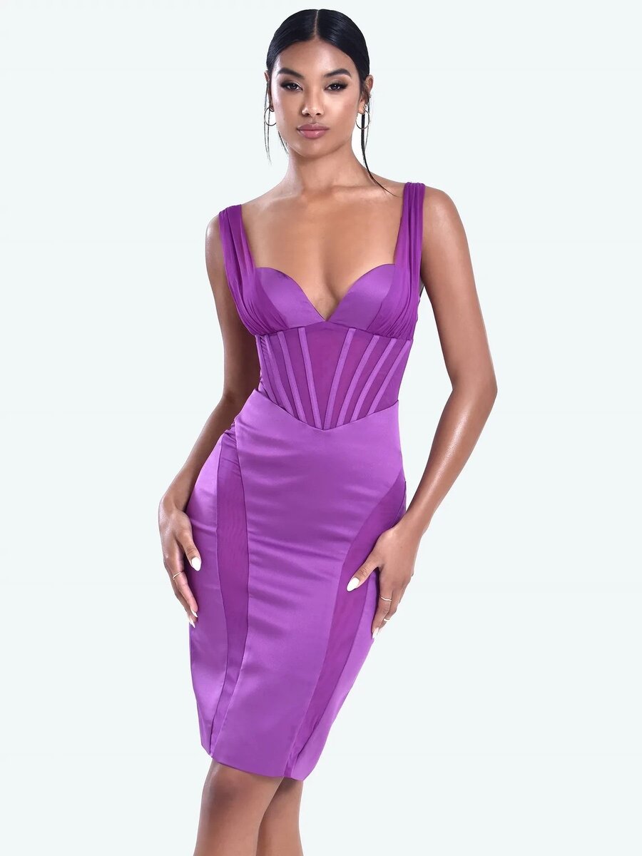 Gretta Dahlia Mesh Corset Satin Dress