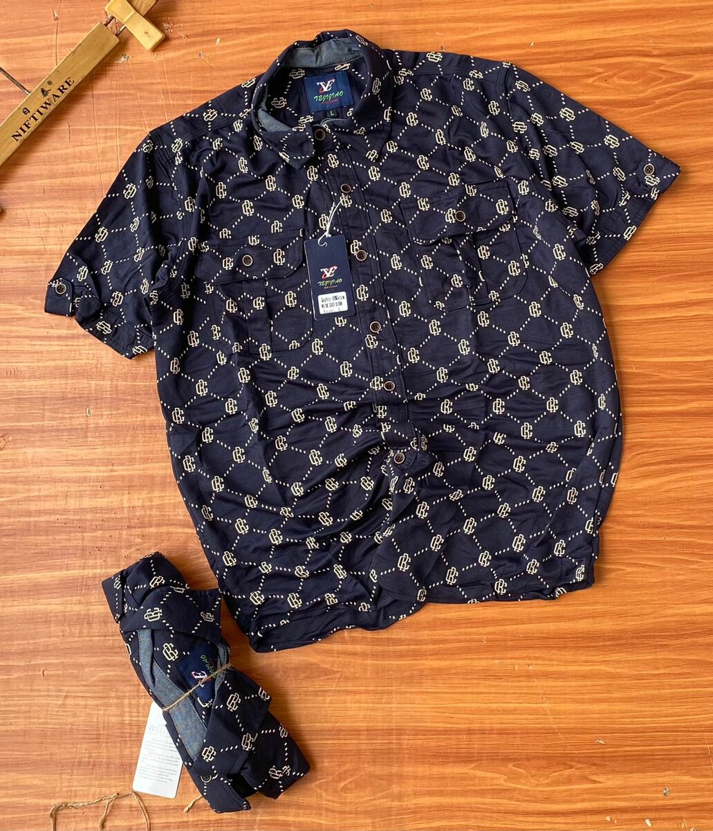 FOLDED DESIGN DOUBLE-POCKET SHIRT