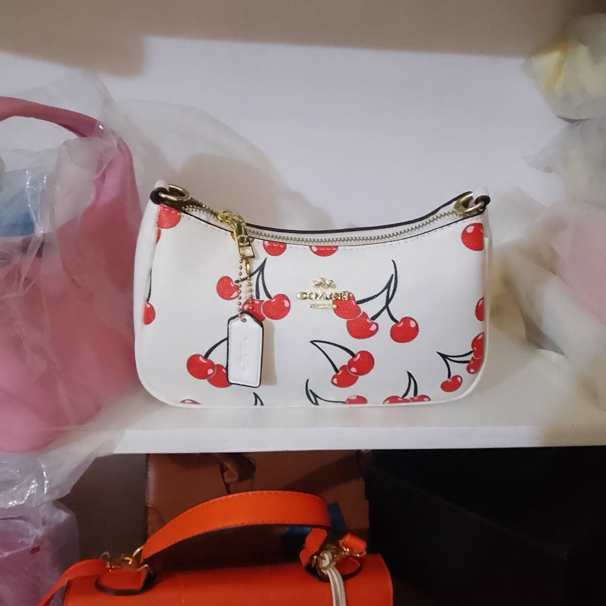 Sac à main imprimé cerise