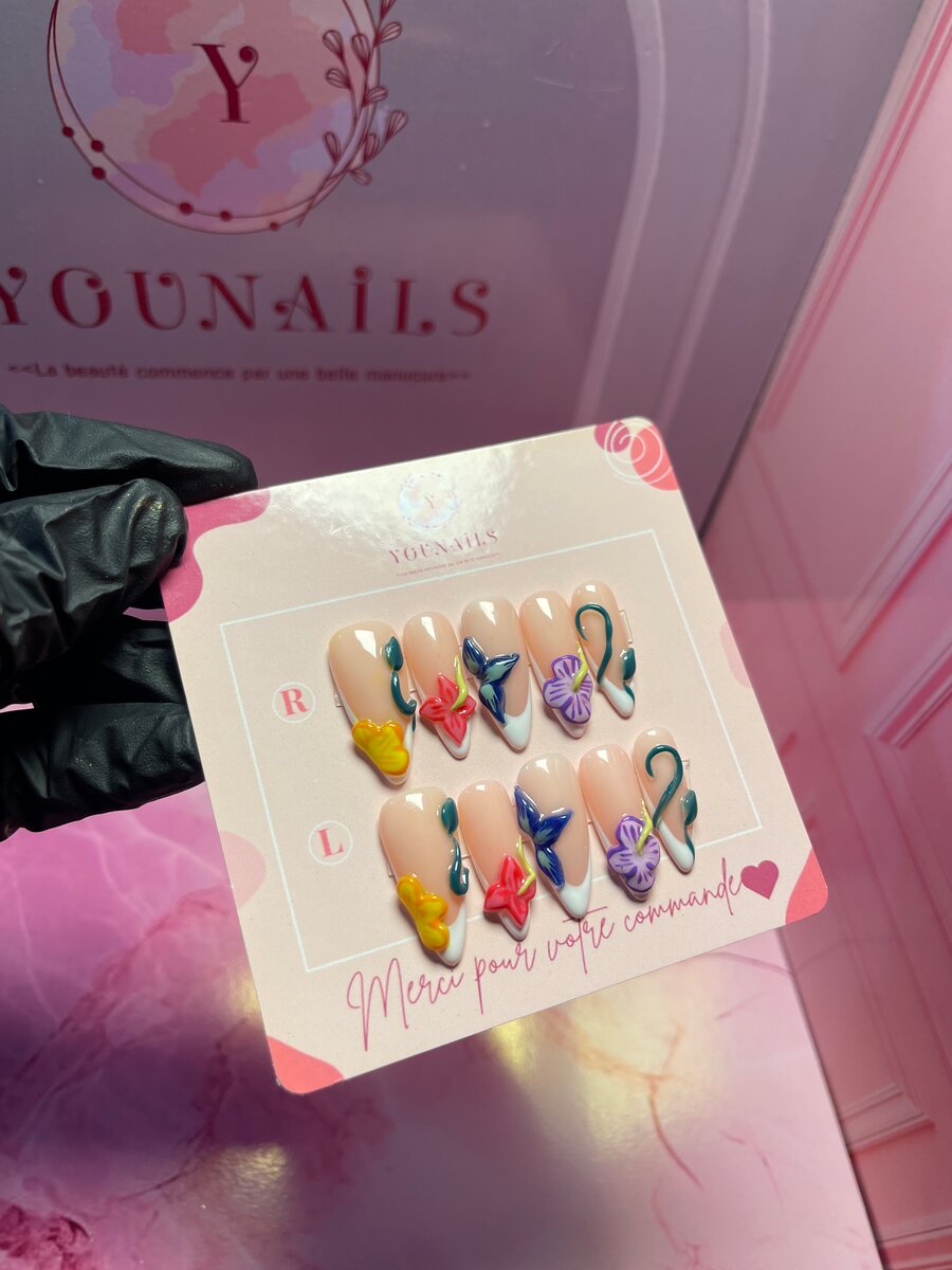 Ongles Press-Ons Floraux