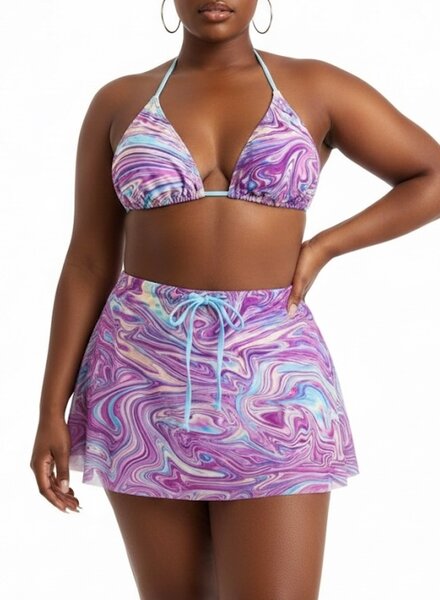 Bikini imprimé marbré 3 pièces