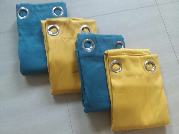 2 drops of curtains yellow and blue