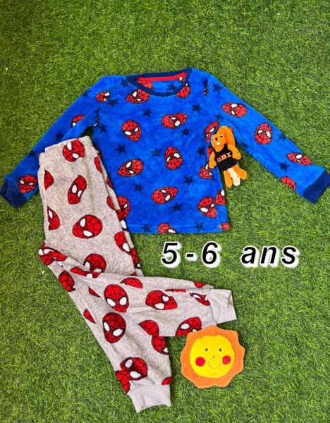 Pyjama chaud enfant "Spiderman bleu-gris" 5-6 ans