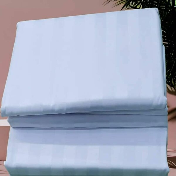 6 Piece White Stripped Bedsheet