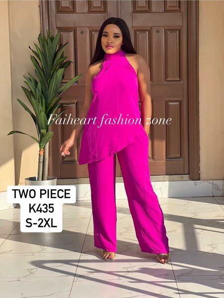 Women's Hot Pink Set, Long Sleeveless Top and Pants  Sizes: S,M,L,XL,2XL