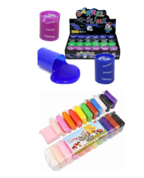 Pack of 12 Barrel Slimes and 12 clays for kids