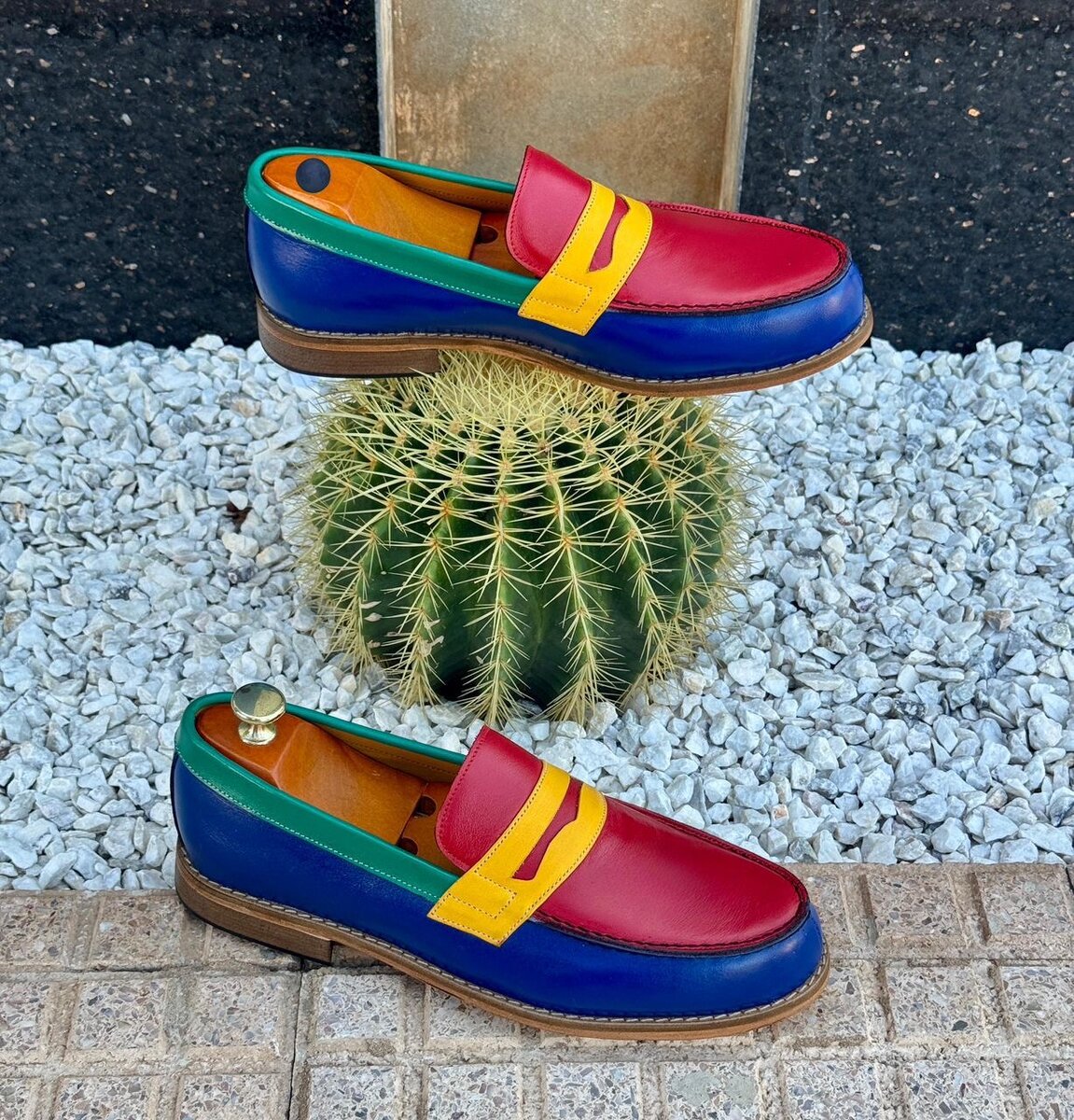 Mocassins en cuir colorés