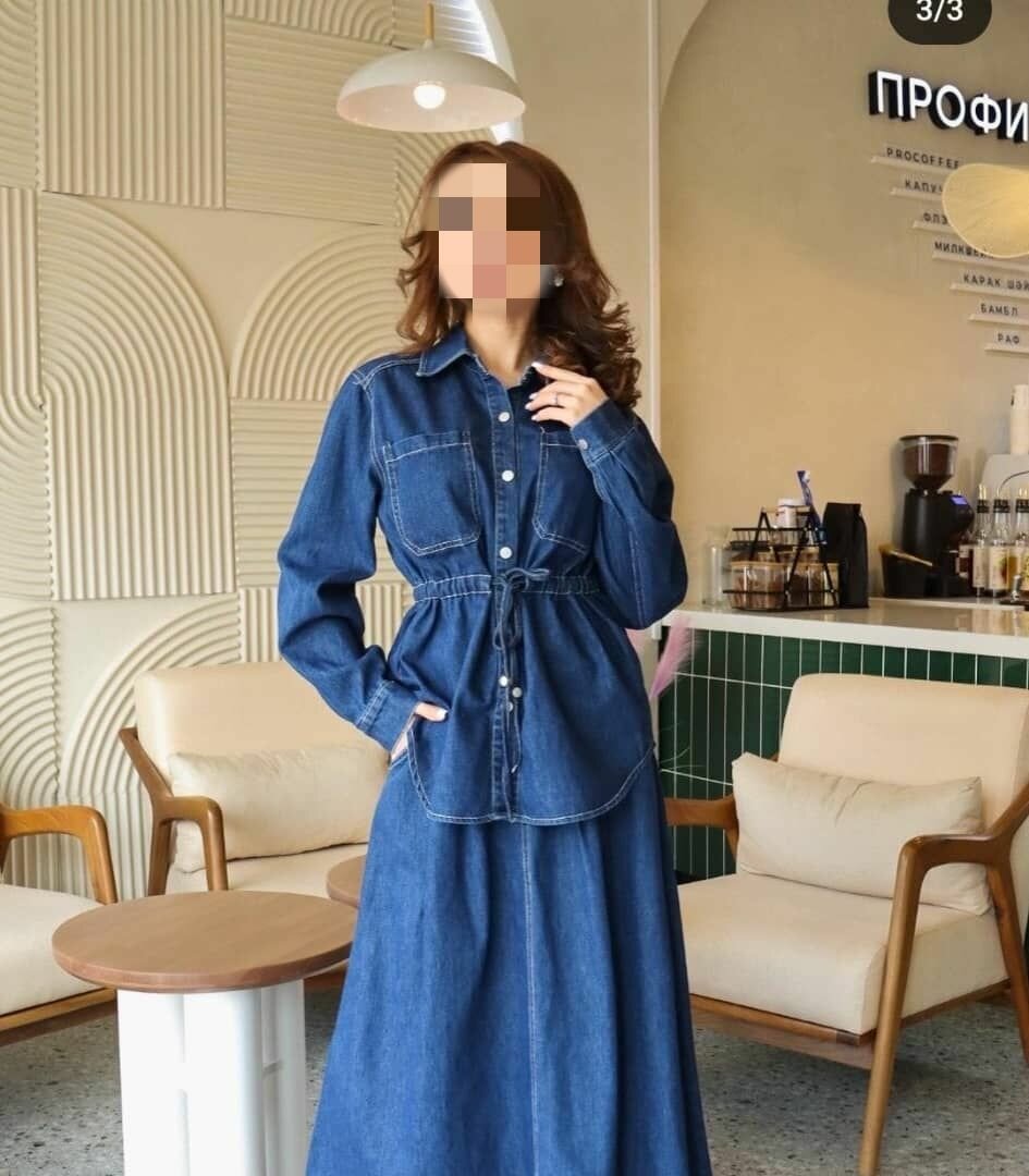 Джинсовая двойка с юбкой в 3 цветах