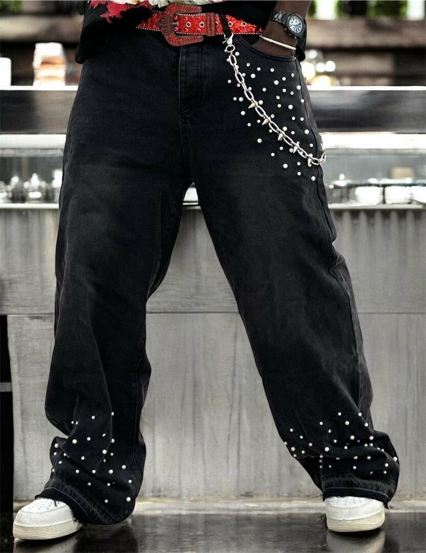 Jeans décontractés avec chaînes