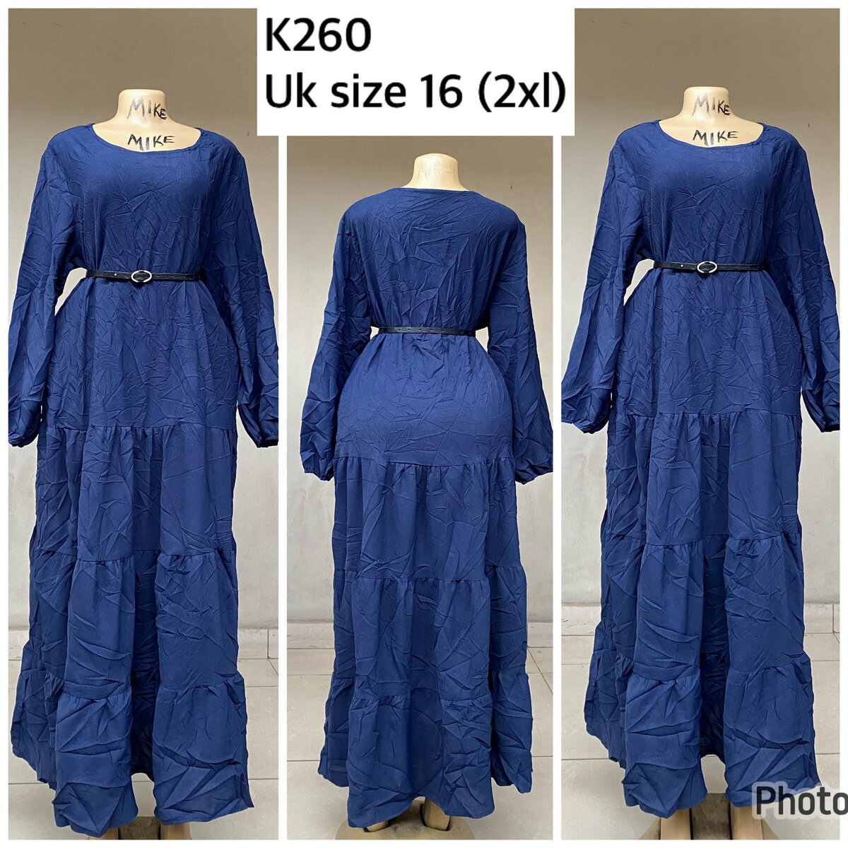 blue floor length dress