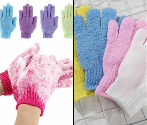Gants exfoliants colorés
