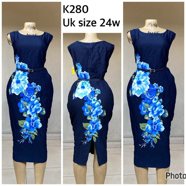 blue dress with flower pattern