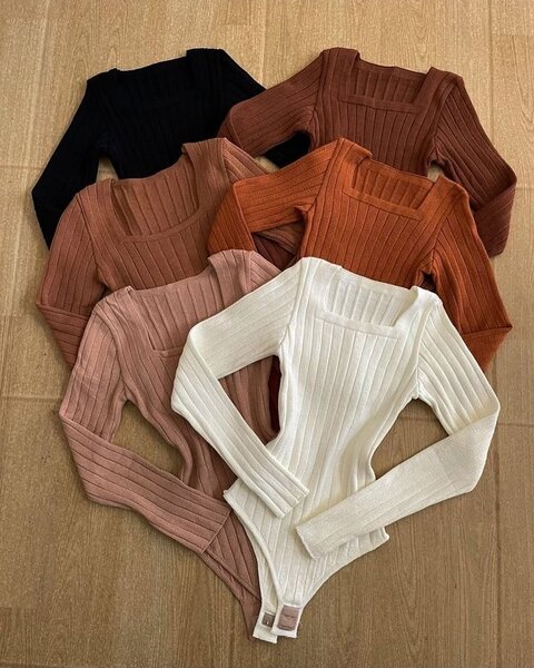 Body côtelé manches longues femme