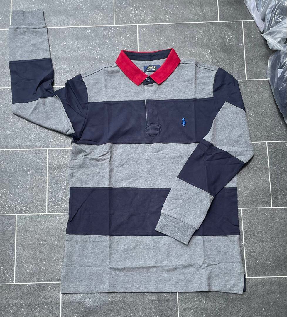 Polo rayé à manches longues homme