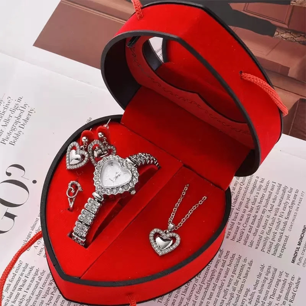 Coffret Cadeau Montre et Bijoux Coeur