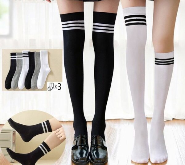 Chaussettes montantes rayées