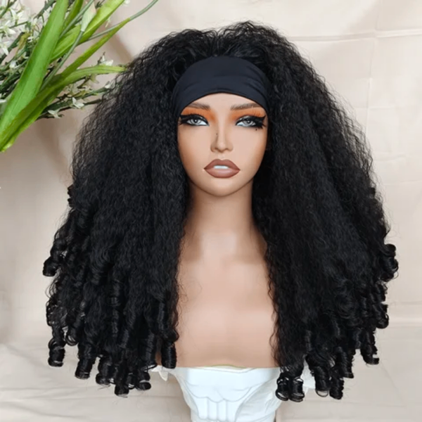 Perruque bouclée avec bandeau