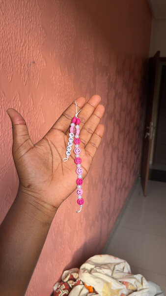 Porte-clés perles rose