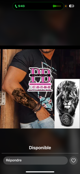 Tatouage Éphémère Fleur et Lion