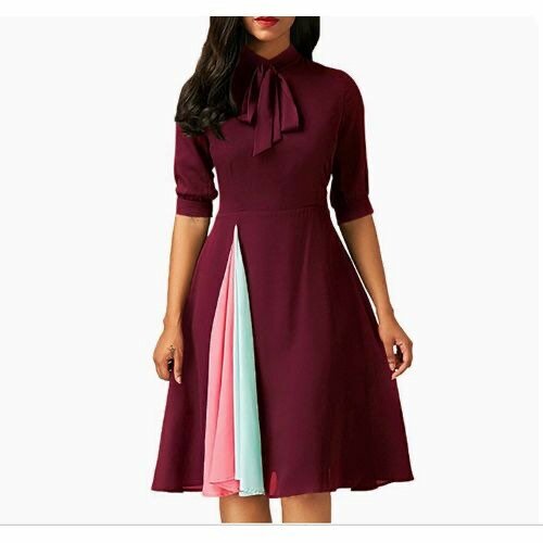 Fashion Ladies Dress Women Casual Half Sleeve Grown Evening
