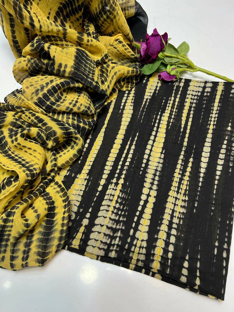 Stuff soft lawn tye&dye shirt with dupatta