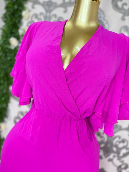 Robe Midi Rose Élégante Femme