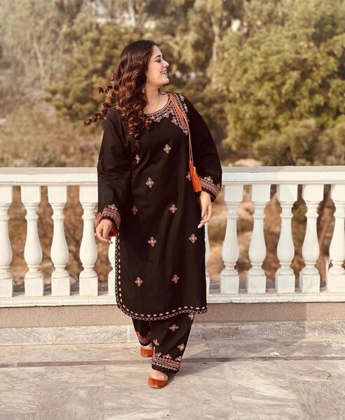 Balochi Mirror Work & Embroidered Dress, (S, M, L)