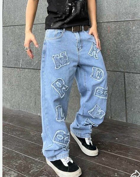 Jean large décontracté uni