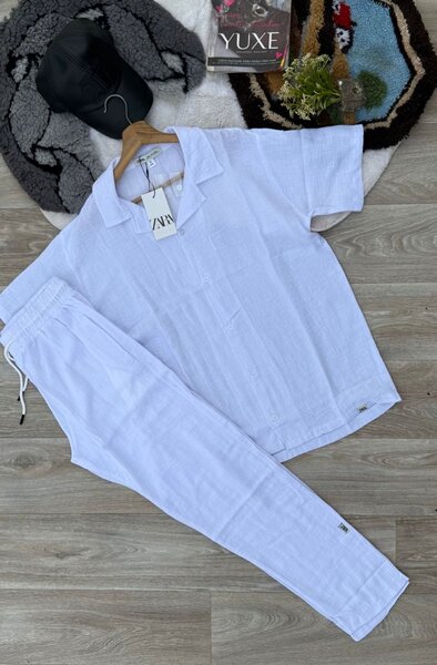 Ensemble chemise et pantalon en lin