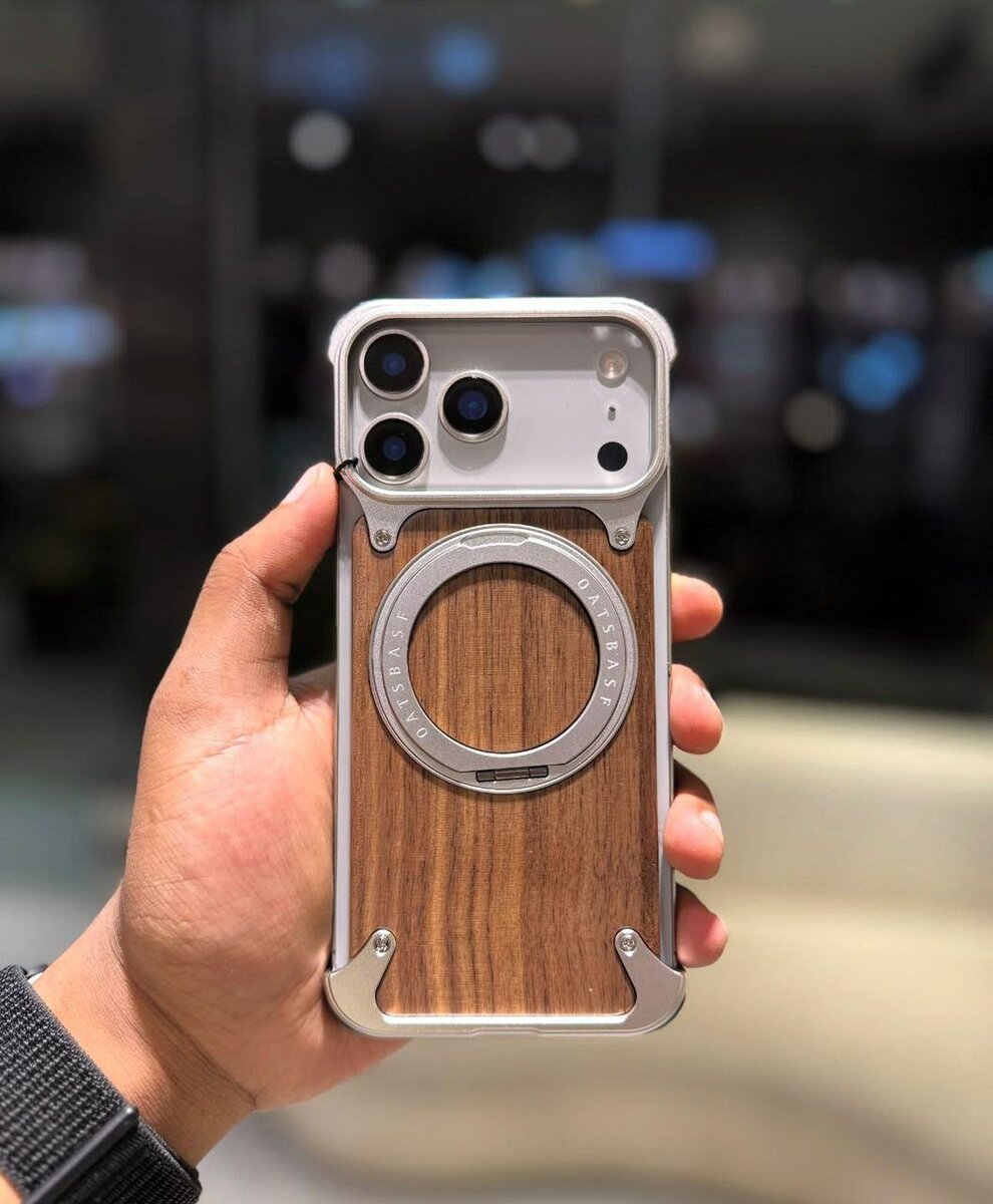 Coque en bois magnétique pour iPhone