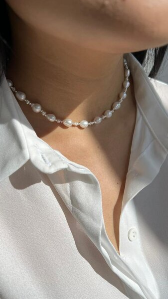 Колье из натуральных речных жемчугов