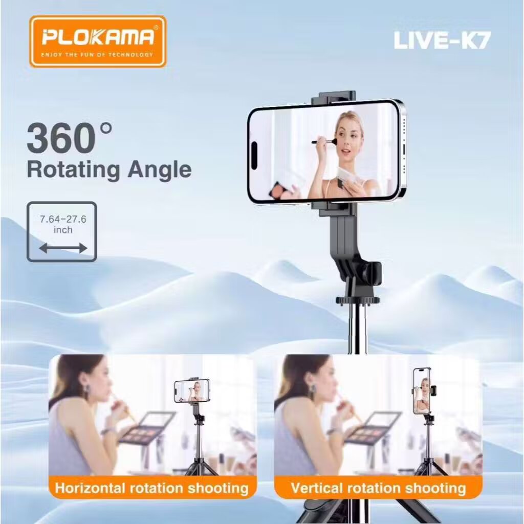 Plokama K7 Tongsis Tripod 3-in-1 110cm Selfie Stick with Blu