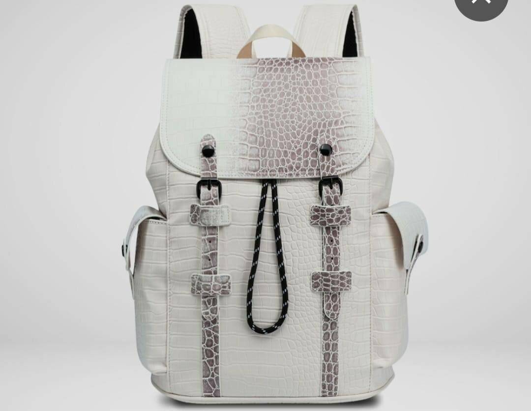 Sac à dos blanc en cuir pour homme