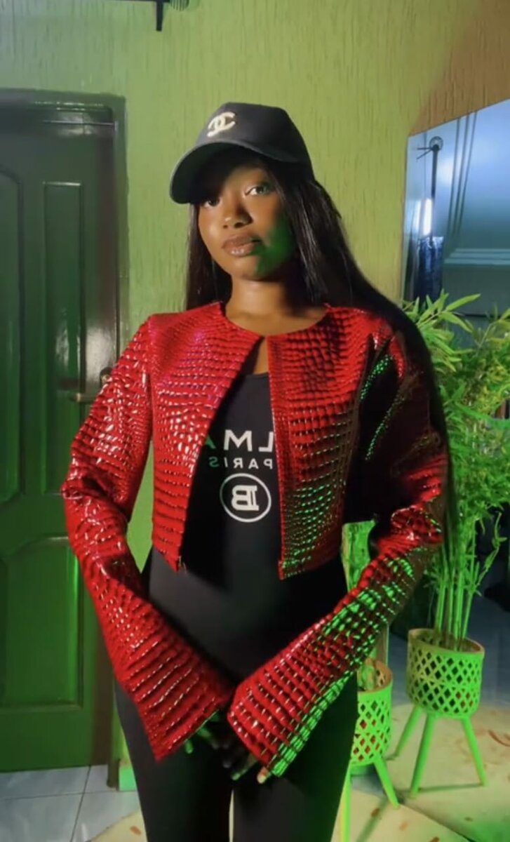 Veste Rouge En Cuir Femme