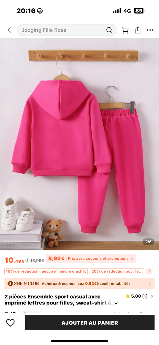 Ensemble fille rose papillon