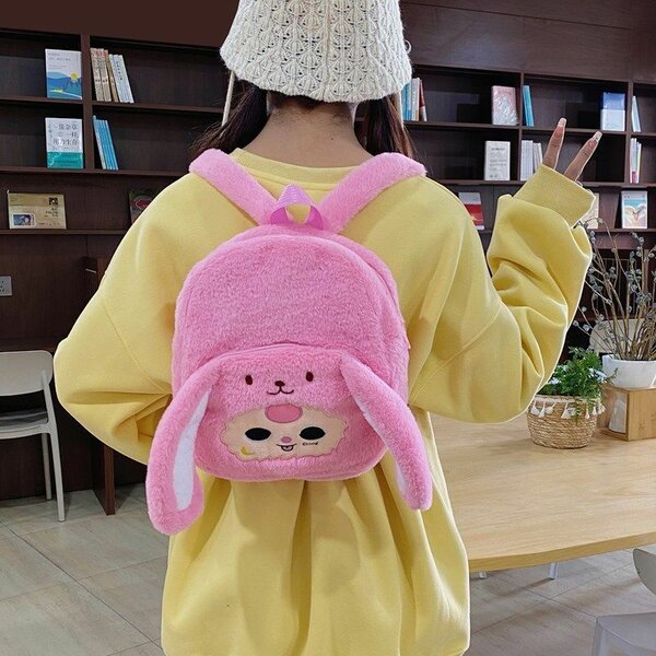 Sac à dos peluche lapin rose